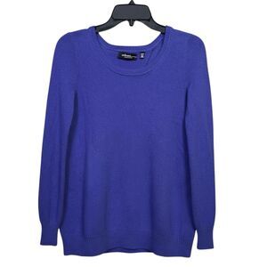 Saks Fifth Womens Cashmere Sweater XS Blue Preppy Capsule Quiet Luxury Open Back